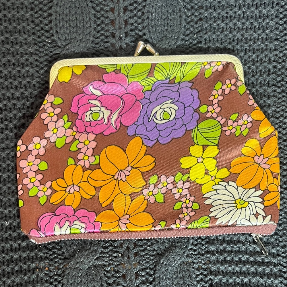 Vintage Floral Brown Clutch